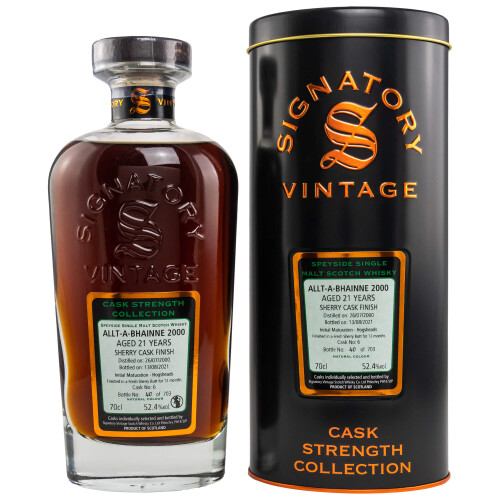 Allt-A-Bhainne Whisky 21 Jahre Signatory Vintage 2000/2021 Cask No. 6 - 52,4% 0.7l
