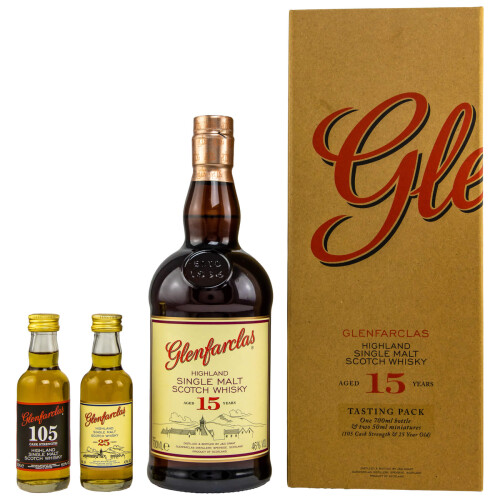 Glenfarclas 15 Jahre Geschenkset mit 2 Miniaturen - Speyside Single Malt Scotch Whisky