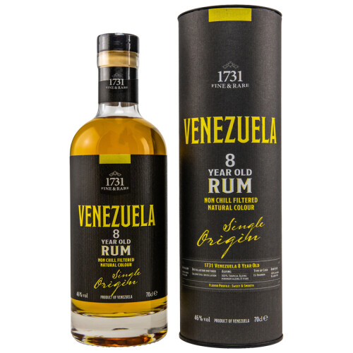 1731 Rum Venezuela 8 Jahre | Fine & Rare Single Origin Rum | Sweet & Smooth | Non Chill Filtered - 46% 0,70l