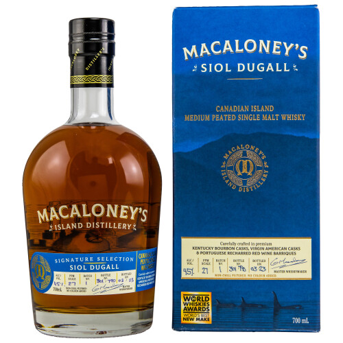 Macaloneys Siol Dugall | Kanadischer Medium Peated Single Malt Whisky | Signature Selection | Non Chill Filtered & Natural Colour - 45% 0,70l