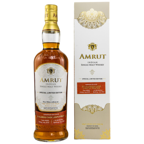 Amrut 2015/2022 Ex Oloroso Cask Lightly Peated #3822 | Indischer Single Malt Whisky | European Exclusive | Single Cask 60% 0,70l