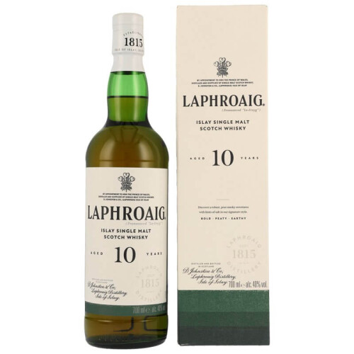 Laphroaig 10 YO Islay Single Malt Whisky Schottland Rauchig in Tube 40% 0,70l