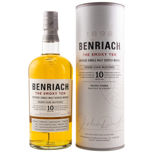 Benriach 10 Jahre The Smoky Ten | Schottischer Speyside Single Malt Whisky mit Tube - 46% 0.70l